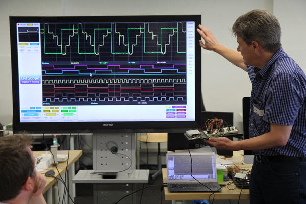 Bruce presenting a live demonstration of Breadboard One.